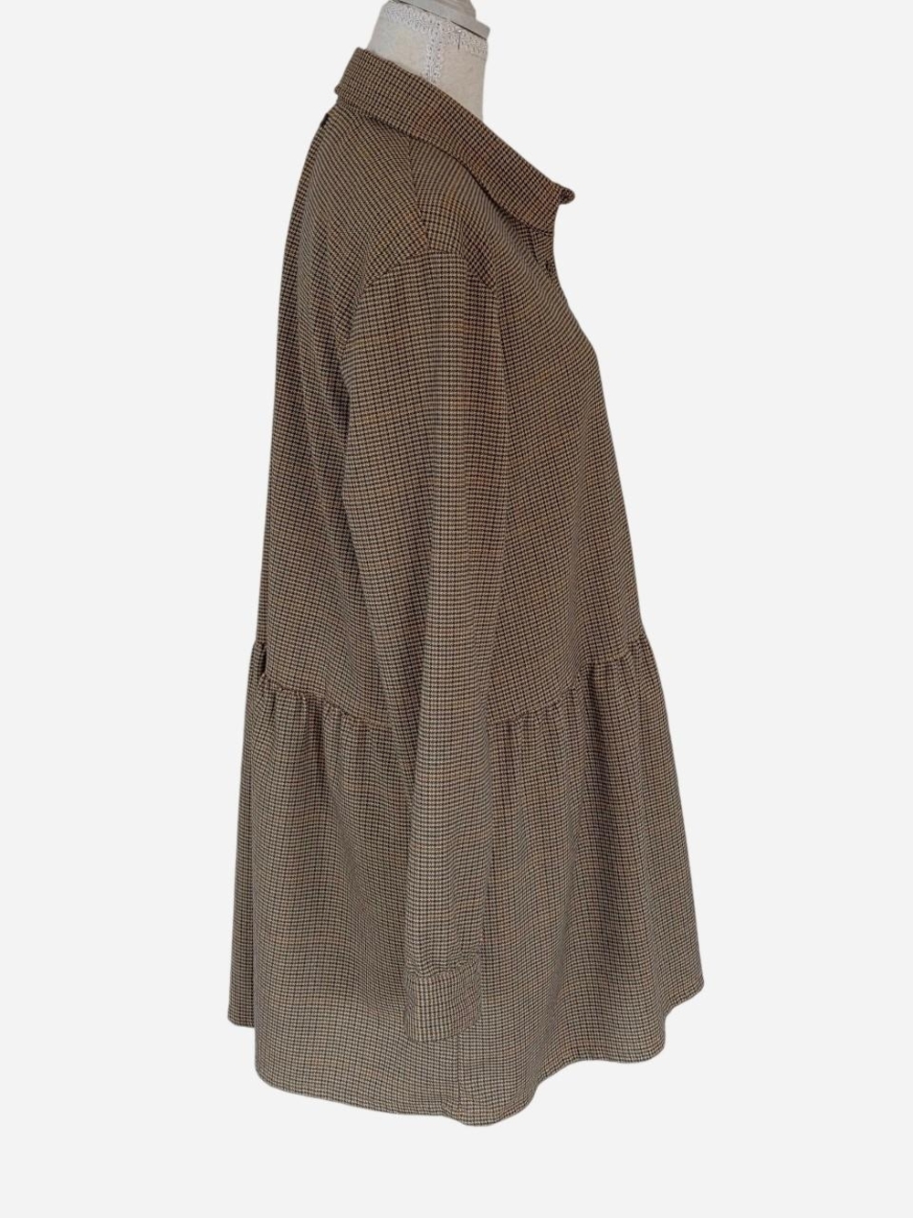 RVCA Houndstooth Plaid Button Up Collared Shirt Sress Brown Size S - Picture 4 of 11